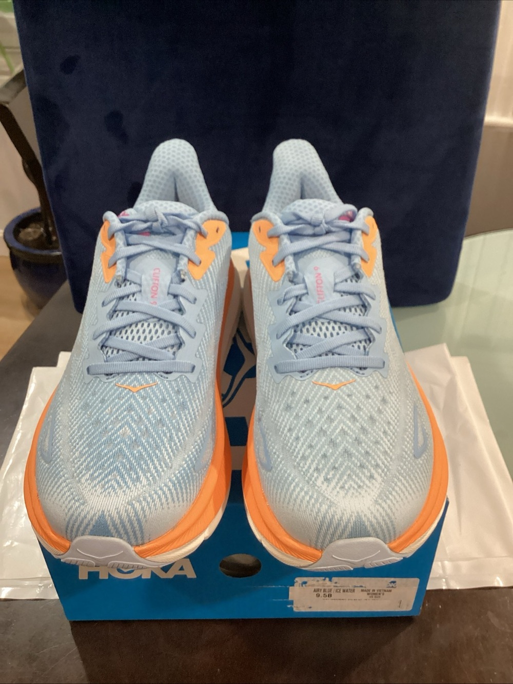 HOKA Clifton 9 Airy Blue Ice Water Women’s Running Shoes NWB Sizes 8.5B & 9.5B - Picture 3 of 8